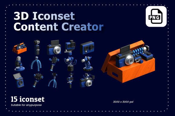 Download 3D Iconset Content Creator - Content creator Collection